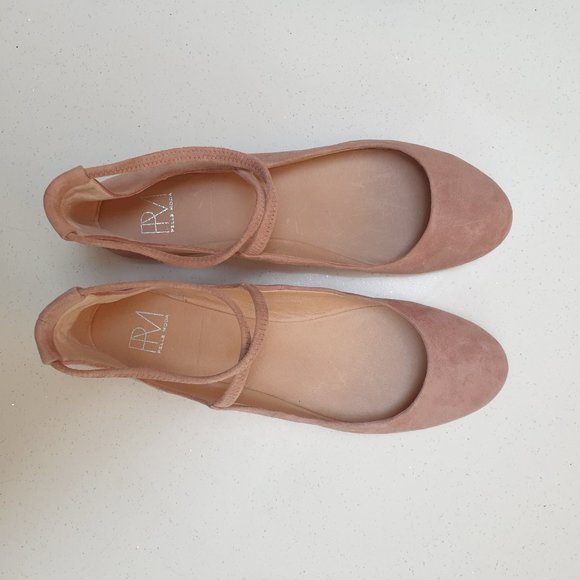 NWT Suede Dusty Pink Round Toe Mary Jane Ballet Flats - Picture 10 of 14